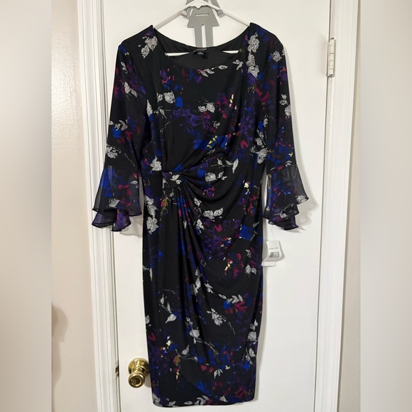 connected apparel Dresses & Skirts - Connected Apparel Womens black Saphire Floral Fit & Flare Dress 12 New
